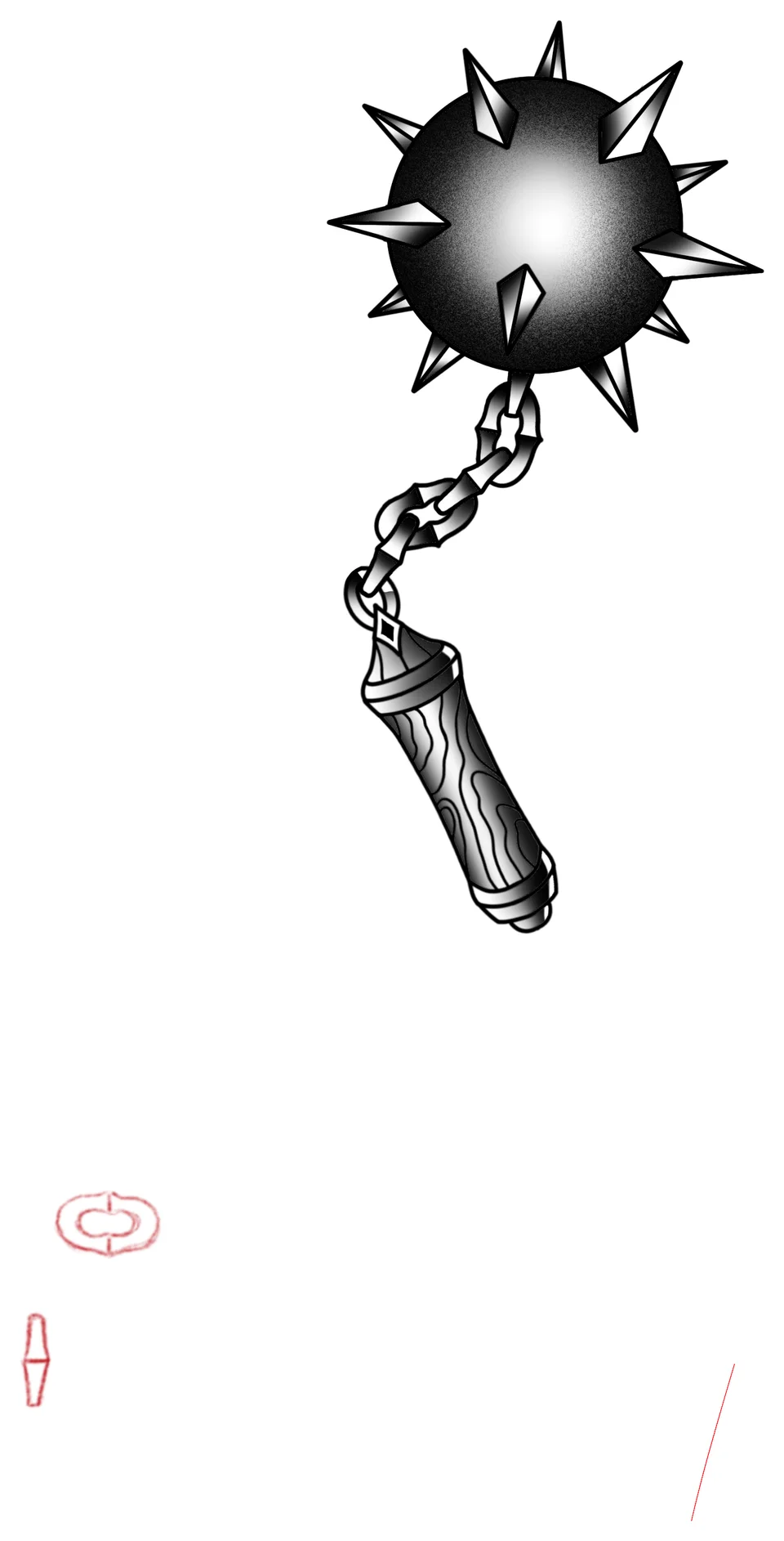 A bold black spiked flail drawing by Brodie Bailey.